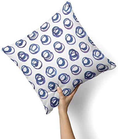 iirov Сините акварели со пикалички кругови - Прилагодено украсен украс за домашни или отворено фрлање перница за софа, кревет или перница