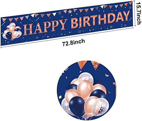 Розово злато морнарица сина среќна роденденски банер украси, среќен роденден во дворот знак за забави за жени, 16 -ти 21 -ви 30 -ти 40 -ти