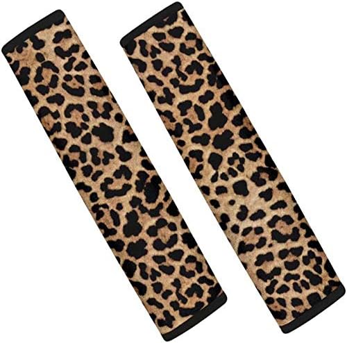 Dolyues Animal Leopard Print Car Seat Belt Покријте ги табелите за безбедносни појаси за жени, цела сезона Универзална смешна рамо за