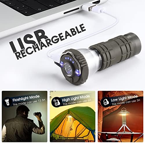 ЛЕР ЛЕНСКИ ЛАНТЕРН - 3 режими Водоотпорен шатор за кампување LED светло со USB -полнење, лесни електрични камници за кампување за прекини
