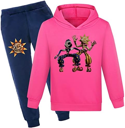 Sunhapp момчиња девојчиња графички тренерки fnaf sundrop 2 парче џемпер и џогерски панталони облека поставени за деца