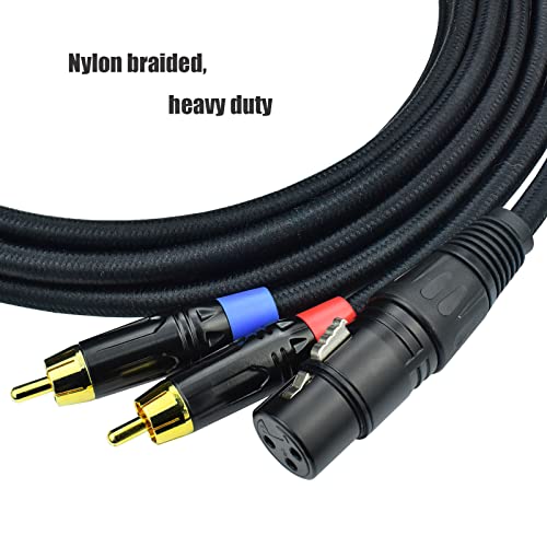 Ihurllu rca to XLR Femaleен y Splitter кабел, 3,3feet Dual RCA до XLR Brewout Audio Patch Adapter, најлонски плетенка со тешка должност,