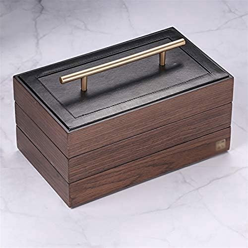 Кутија За Накит SCDHZP - Дрвена Кутија За Пакување Накит Со Рачка Трислоен Организатор За Накит За Складирање Носење Кутии