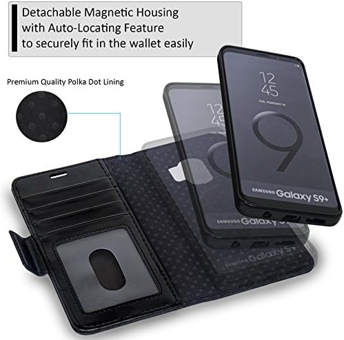 Навор одвојлив магнетски паричник со РФИД заштита компатибилен за Samsung Galaxy S9 Plus [Vajio Series] - Црно