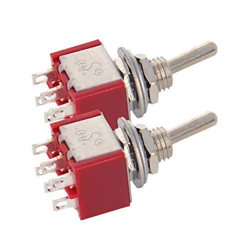 Fielect 2PCS 120V/5A 250V/2A ON/OFF/ON 3 Позиција 6 Терминали за прицврстување мини прекинувач за менување на црвена црвена боја
