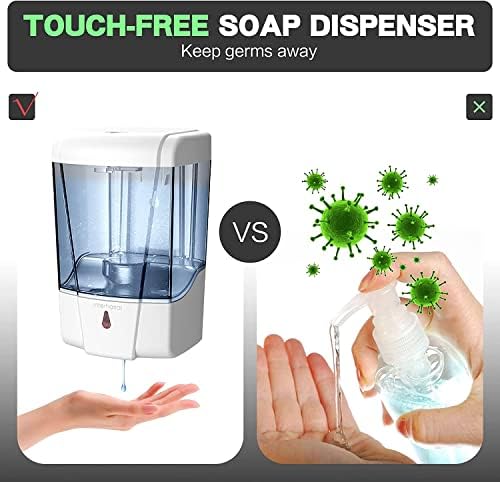 Plussen Hand Soap Dispenser wallид за монтирање на допир електричен 20oz пакет од 3 вклопни течни гел пластична 'рѓа и доказ за истекување