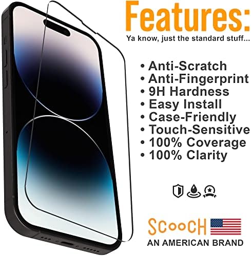 Scooch [5-во-1 iPhone 14 Pro Заштитник На Екранот [3-Пакет] Со Заштитник На Објективот На Камерата [2-Пакет] Премиум 9h Калено Стакло, Анти-Гребење,