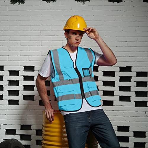 Обичен безбедносен елек, персонализиран HI Vis Vest со лого висока рефлексивна работна облека за надворешни работи со патент и 5 џебови-5