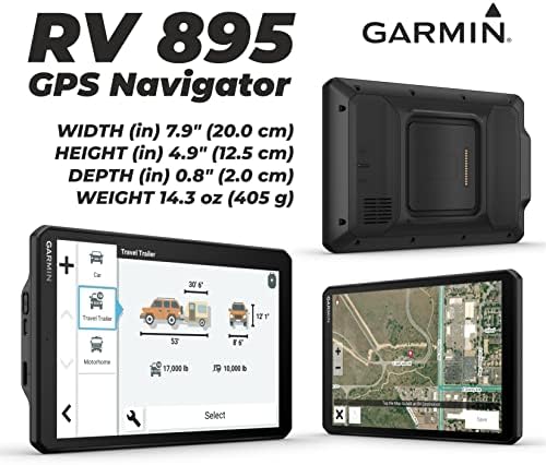 Гармин Р. В. 895 ГПС Навигатор, Голем, Лесен За Читање 8, Прилагодено Рутирање НА Р. В., Сателитски Снимки Со Птичји Очи Со Висока Резолуција