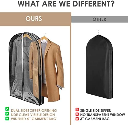 Нова Комфихомија 40 Инчни Проѕирни Чанти За Облека За Закачување Облека-Комплет од 3 Двојни Странични Патенти Јасни Кеси За Складирање