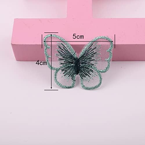 20 парчиња пеперутка Апликација за вез декоративни чипка закрпи за шиење занаети DIY облека за коса украси за свадба декор