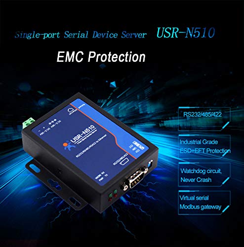 USR-N510 RS232 RS485 RS422 10/100mbps Индустриски Сериски Етернет Конвертор Сериски Порта Високо Ниво Заштита Сериски Сервер Уред