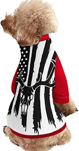 Смешно лов на ирваси за лов на ирваси Гроздобер САД знаме печатено милениче за миленичиња со џемпери со пука пулвер за кучиња