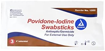 Dynarex povidone јод Swabsticks, удобен антисептик за да се обезбеди подготовка на кожата, кафеава, 1 кутија од 25 пакети со фолија,