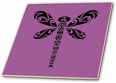 3drose Dragonfly црна племенска тетоважа стил уметност на розови - плочки