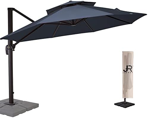 Jearey 10ft Cantilever Patio Coobrellas Double Top Outdoor Comber The Heavy Offset Sun чадор со чадор покритие за градина, палуба,
