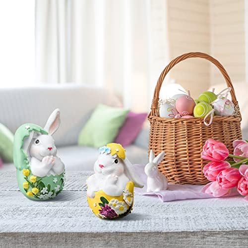 Gerrii 2 парчиња Велигденски зајаче украси пролетен дом декор Велигден смола, зајаче, зајаче, фигурини Велигденски декор за домашни маса централни