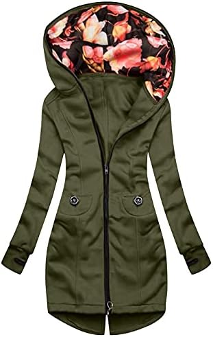 Зимски јакни за жени со долги ракави со целосна палто со палто со качулка со качулка, јакна од дожд од дожд, отворен кардиган со џебови