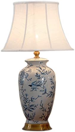 USMJQVZ 21,2 Сина и бела порцелан Гроздобер керамички маса ламба Американска земја Преодна креветче покрај креветната ламба за ноќна