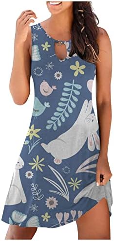 LCEPCY Велигденски фустан од јајце за жени 2023 пролетен ракав без ракави фустан, облечен случајна лабава проточна садница тинејџерки фустани