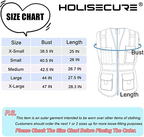 Безбедносен елек за Holisecure за жени, здраво, рефлексивна дама работа елек со 9 мулти џеб и патент