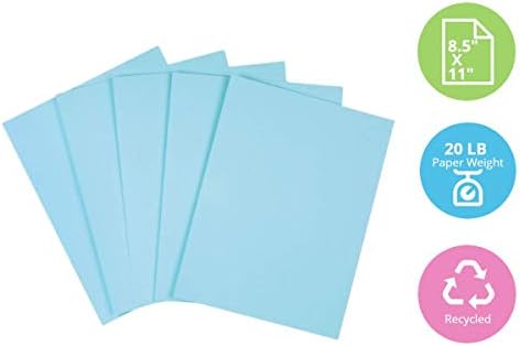 1 intheoffice сина хартија за копирање 8,5 x 11, обоена хартија за копирање, големина на буква, густина од 20lb,