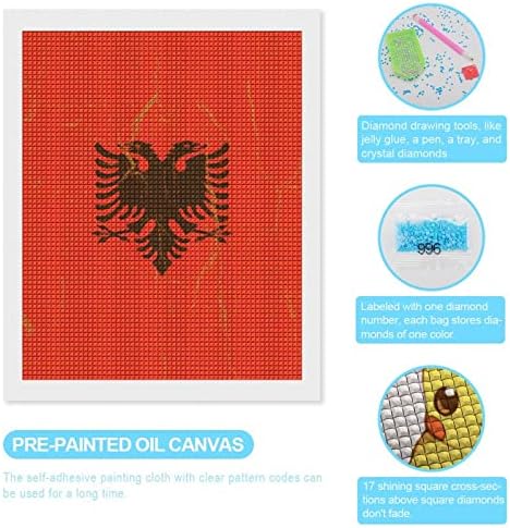 Гроздобер Албанија знаме декоративни комплети за сликање на дијаманти смешни 5д DIY целосна вежба дијамантски точки слики дома