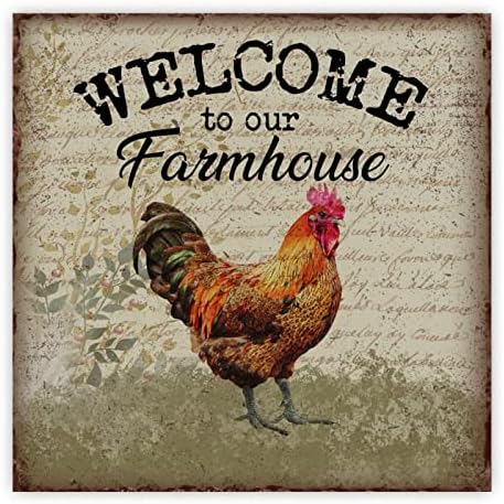 Добредојдовте во нашата фарма куќа дрвен знак ретро пилешко знак фарма куќа стил wallиден декор ретро дрво wallид декор знак за пилешко кокошарница