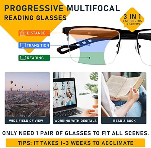 Џо Прогресивни Мултифокус Очила За Читање За Мажи бифокални Очила За Читање Сина Светлина УВ400 Блокирање Компјутерски Читачи