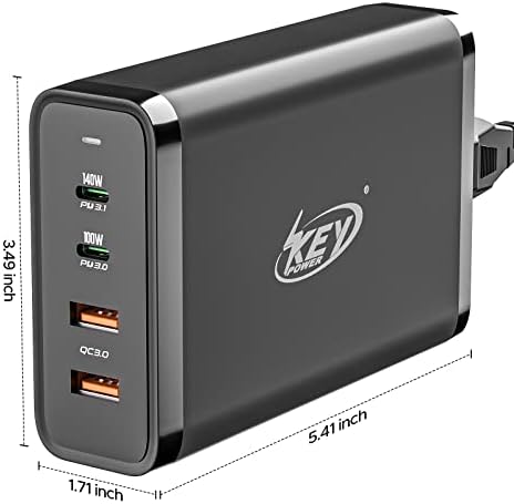 245W USB C Charger Station, 140W PD3.1 USB-C адаптер за напојување за MacBook Pro 16 со PPS GAN 4-порта Брз за полнење за брзо полнење за