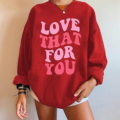 Jjhaevdy Womensените сакаат графички џемпери на срце, графички пукачи за срце, печатење дуксер, обични врвови на врвови, пулвер