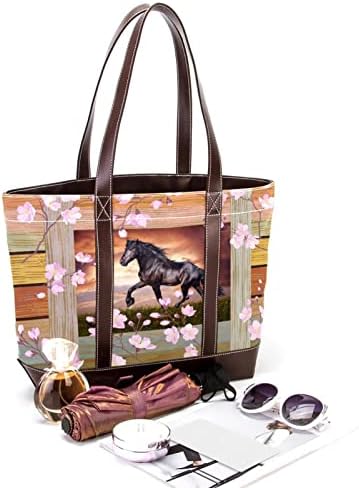 Торба торба, торба за тота за жени, торба за тота, естетска торба за тота, женски торбички чанти, дрвена табла ладна коњ црна боја