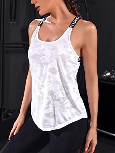 Putiverocks женска активна облека за печатење на крстосница крст без бек -резервоар врвен тренинг на спортска кошула