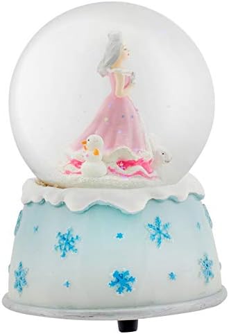 Еланзе дизајнира зимска принцеза Снегулка мраз сина сина 80мм музичка вода глобус игра Еделвејс