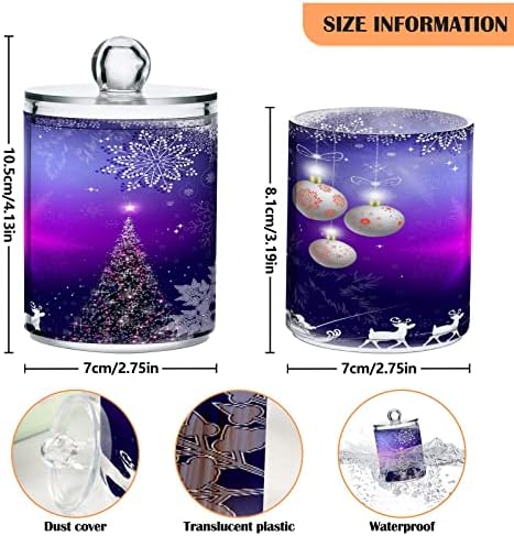 Алаза 4 пакет QTIP носител на држачот Божиќ Виолетова снегулки елка Дедо Мраз на организаторот за бања на елени Канистри за памучни