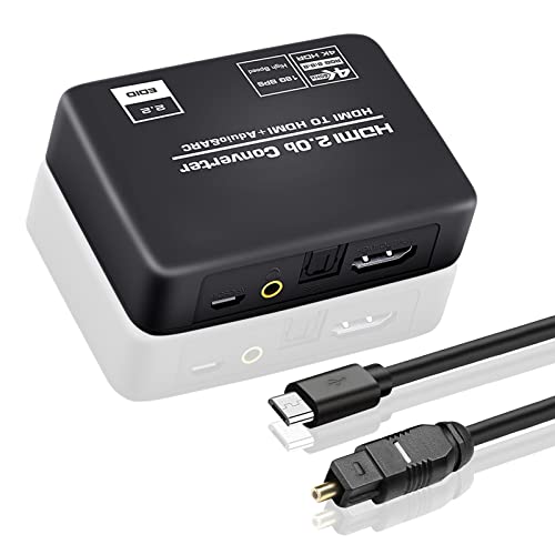 Аудио екстрактор на аудио Mindulle HDMI 4K 60Hz, без LAG HDMI до HDMI + оптички + 3,5mm AUX Audio Adio Adapter Arc, HDCP 2.2, Dolby Digital,