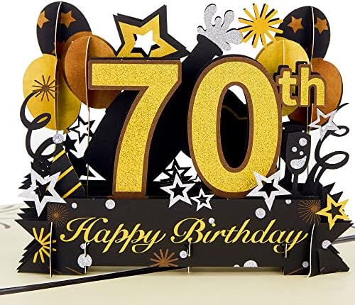 Homanga Среќен 70 -ти роденден Поп -доп картичка, 70 -та роденденска картичка со белешка и плик, 70 -ти роденденски подароци за сопруг, сопруга,