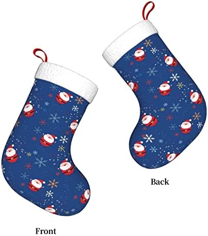 Ndzhzeo снегулки Сини Божиќни чорапи Персонализирана шема Семејство Божиќни чорапи Декорација виси Дедо Мраз за подароци за дома Нова Година празнична