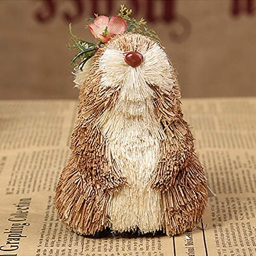 Велигденска зајаче фигура декорација, украс од слама зајак, рачно изработена статуа на зајаци со носење шамија, домашен декор Денот на мајката