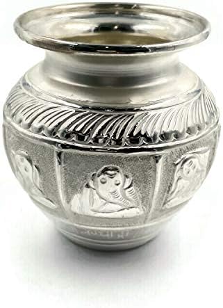 999 Чисто сребро обележана со Пуја Ашта Ганеша Калаш - Стил#04