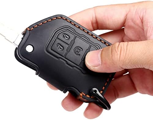 Копчиња за клучеви со лесен кожен автомобил, компатибилен со 2018 - 2022 Jeep Gladiator Wrangler Sahara Rubicon 4 копчиња црно