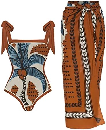 1x женски врвови и дното жени 1 парче облека за пливање+1 парче прикријте две парчиња гроздобер печатен костим за капење монокини
