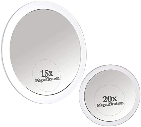 MIRRORVANA 20x &засилувач; 15x Лупа Огледало Во Собата Комбо со 3 Вшмукување Чаши Секој И X-Голем Шминка Суета Огледало со 44 LED