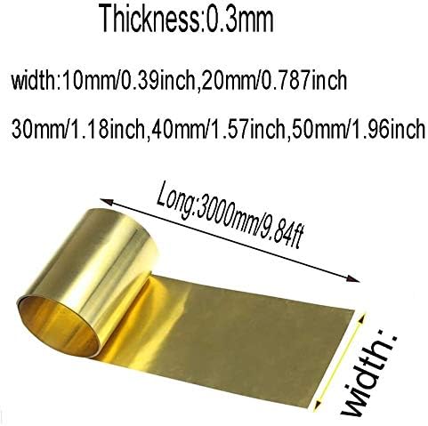 Lecknight месинг лист за метални занаети Дебелина0.3мм, долга 3000мм/118,11 во месинг плоча