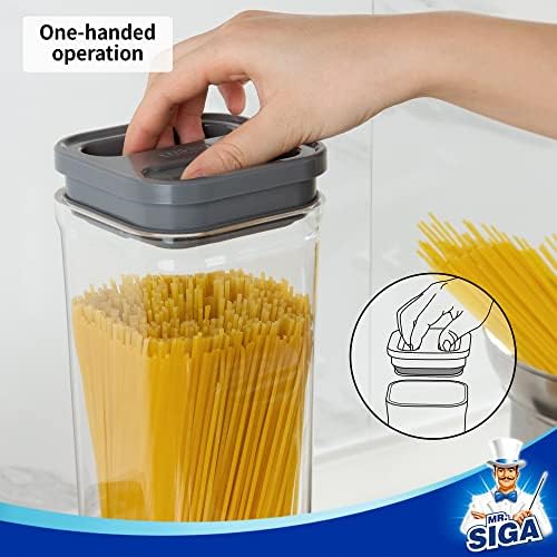 Г-дин Siga 4 пакет Херметички контејнер за складирање на храна, БПА бесплатна кујна за кујнски оставата, канистри, канистри за херметички