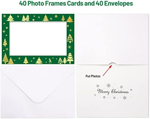 Ceiba Tree Christmas Chrign Fraph Cards 40 пакувања златна фолија за честитка за одмор со пликови