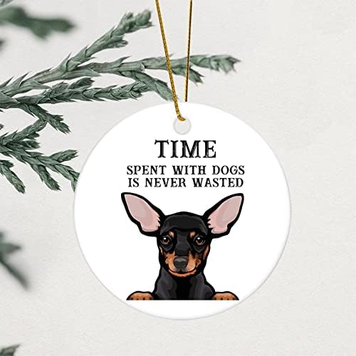 Божиќно порцелански украс Времето поминато со кучиња никогаш не се троши керамички украс Златно куче 3.2 Куче раса модерна висечка украс