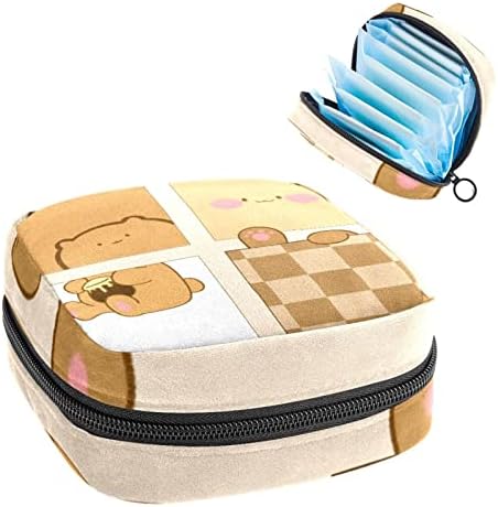 Орјуекан санитарна торба за складирање на салфетка, торба за преносен период за жени, чаша, менструална чаша, цртана животинска мечка