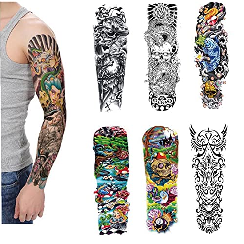 Привремени тетоважи целосна рака водоотпорна лажна рака тетоважа налепници мажи жени уметност тетоважа на тело