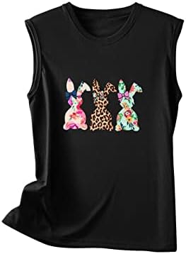 Женска смешна маичка за печатење на Велигден, симпатична леопард, без ракави кошули, летен случајн графички мета